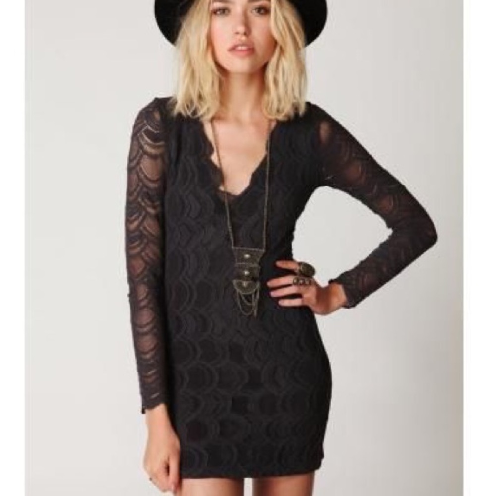 Nightcap Deep V Lace Long Sleeve Dress